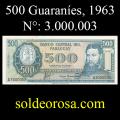 Billetes 1963 -18- Colmn - 500 Guaranes